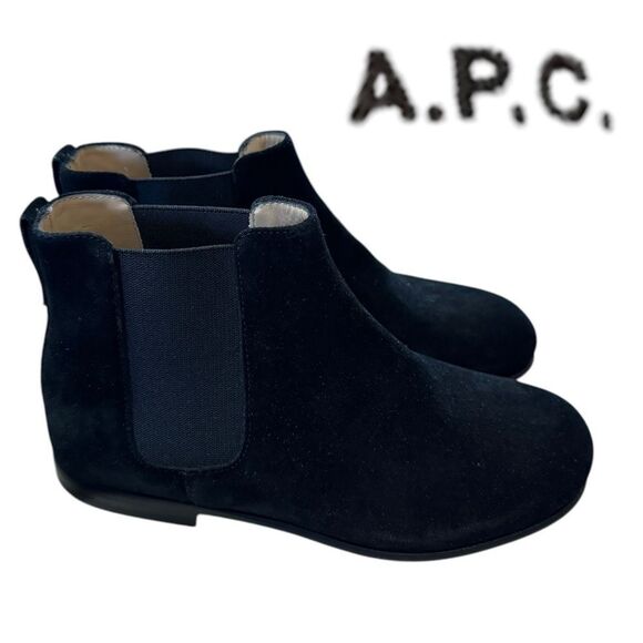 A.P.C. Women's Black Suede Leather Chelsea Ankle Boots Booties 35 - Picture 2 of 6